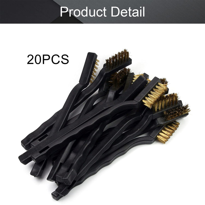 Utoolmart Brass Bristles Wire Brushes Plastic Black Nonslip Handle Clean Tool for Cleaning Rust 20Pcs Copper Wire ×20 - NewNest Australia