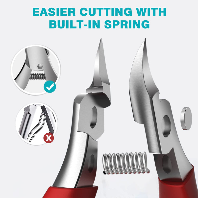 Nail Clipper Set - Ingrown Toenail Treatment & Toenail Clippers for Thick Nails,Heavy Duty Professional Toe Nail Clippers for Men/Elderly, Large Toenail Scissors,Long Handle Safety Strong RONAVO(Red) Ingrown Nails KIT(Red) - NewNest Australia