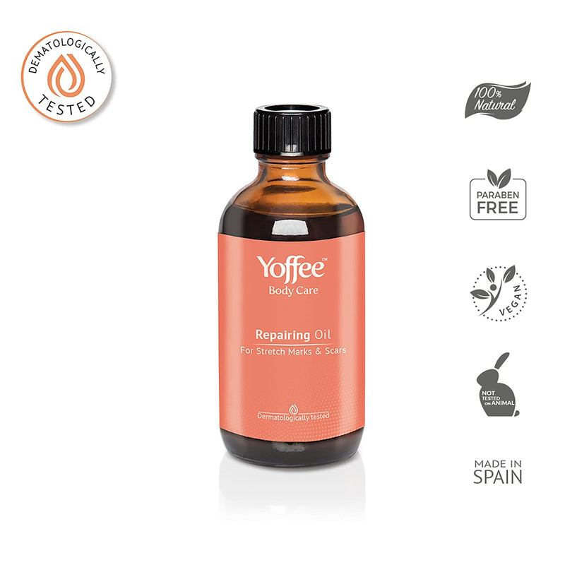 Yoffee Repairing Massage Oil - 100% Natural - Stretch Mark and Scar Removal - Suitable for Pregnant and Breastfeeding Women - Paraben and Sulfate Free - Vegan / 100 ml - Made in Spain - NewNest Australia