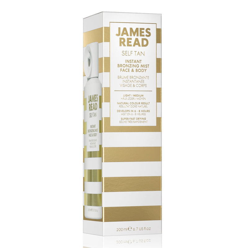 JAMES READ Instant Bronzing Mist for Face & Body 200ml LIGHT/MEDIUM All-Over Golden Glow Fast Drying & Long-Lasting Tanning Mist, Develops in 6-8 Hours Suits all Skin Tones Infused with Aloe Vera - NewNest Australia