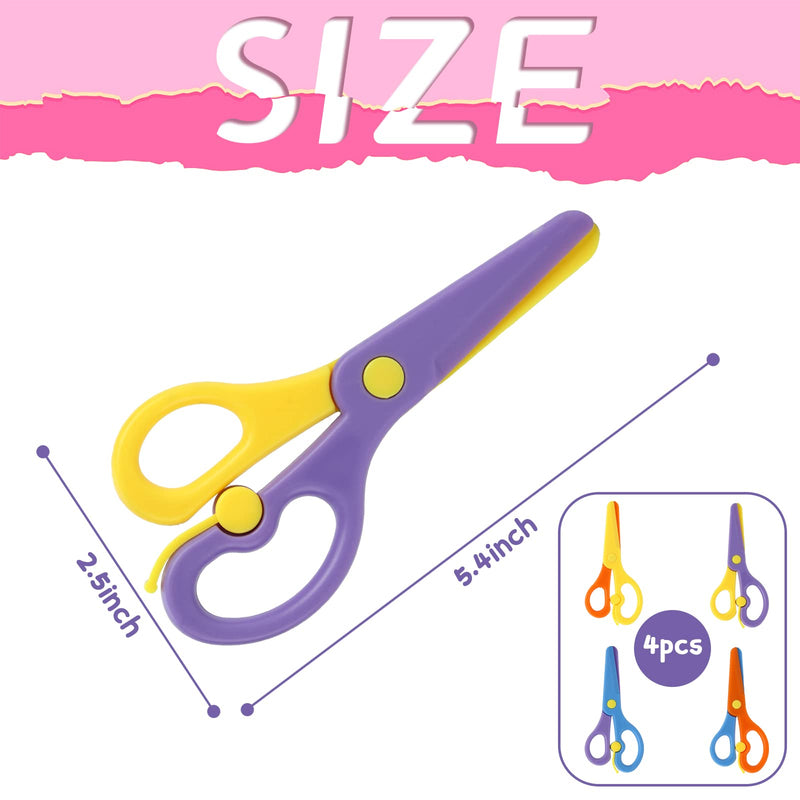 LOVESTOWN 4 PCS Plastic Training Scissors, Pre-School Training Scissors Toddler Safety Scissors Learning Scissors for Toddlers Children Art Supplies - NewNest Australia