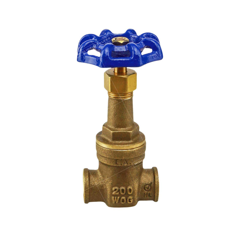 Midline Valve I44D256 Long Bonnet Gate Valve with Wheel Handle, Heavy Duty, Lead Free, Water Shutoff 3/4 in. Sweat Connections, Cast Brass Single Pack 3/4 in. - NewNest Australia