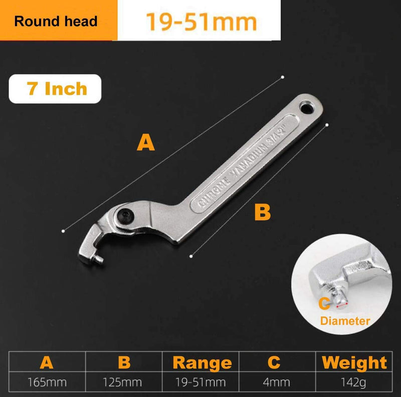 Vmotor Chrome Vanadium Adjustable C Spanner Hook Wrench Tool - 3/4-2"(19-51mm) 3/4-2" - NewNest Australia