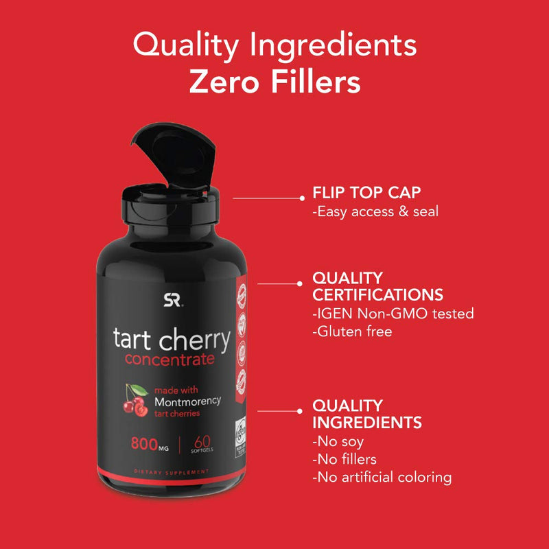 Tart Cherry Concentrate - Made from Montmorency Tart Cherries; Non-GMO & Gluten Free (60 Liquid Softgels) - NewNest Australia