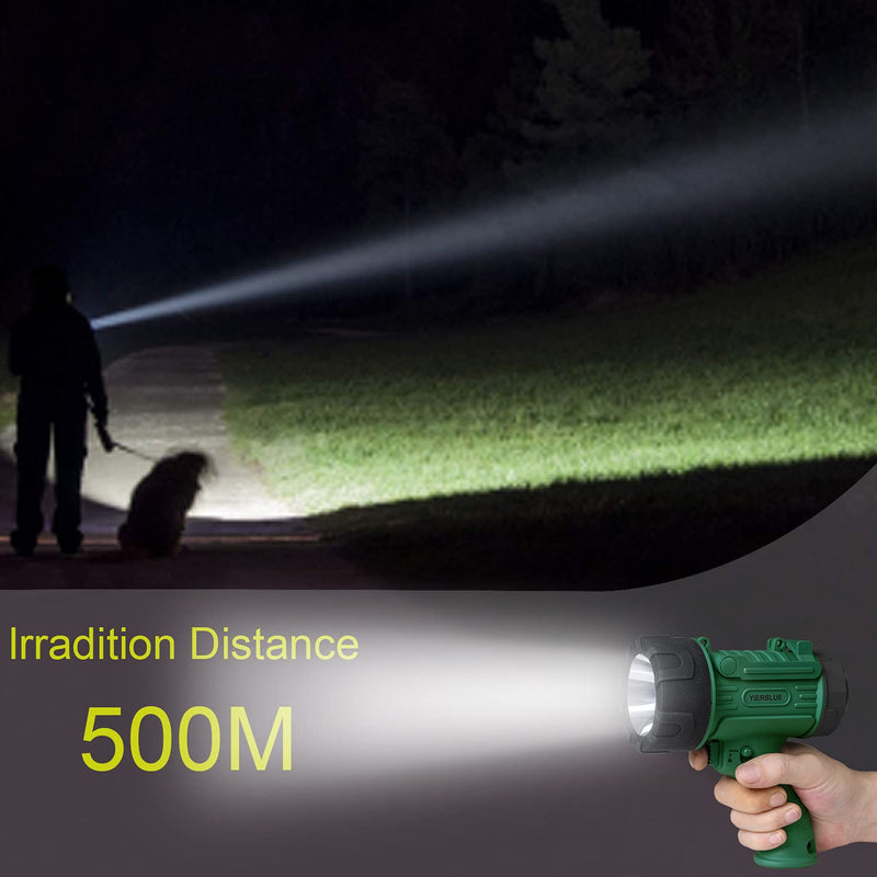 Rechargeable Spotlight,18W IPX7 Water-Resistant Flashlight, Handheld rechargeable spotlight, Super Bright 1500 Lumens,10000mAh 20h Ultra-long Standby,Ideal Spotlight for Boating, Camping(green) Green - NewNest Australia