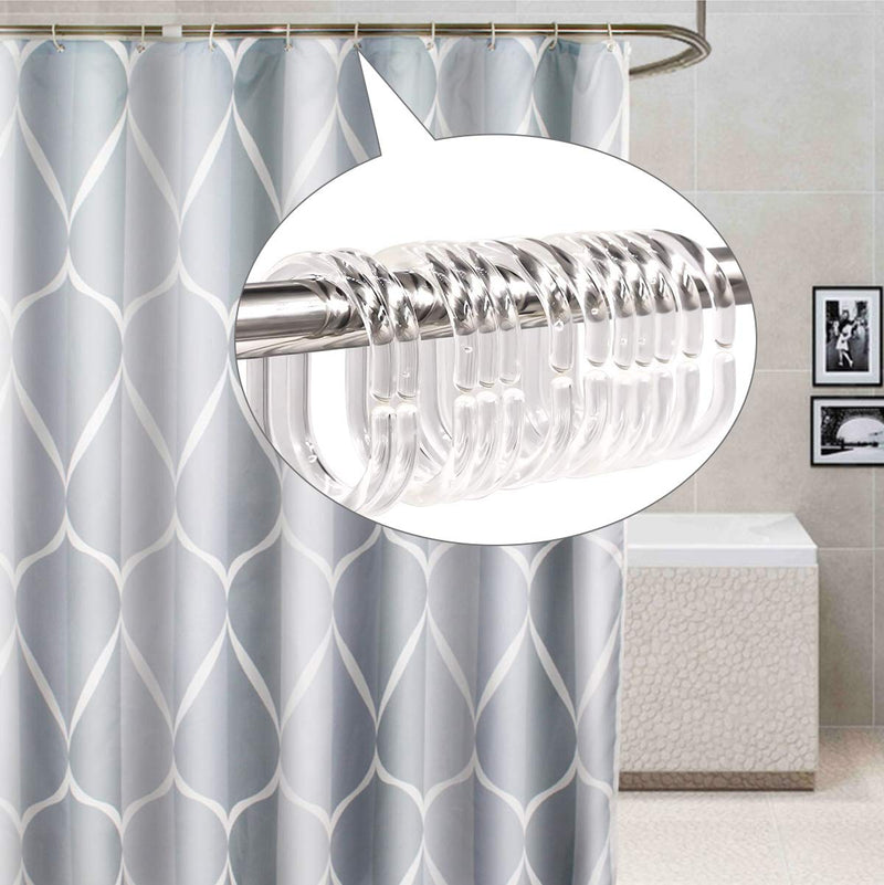 24 PCS Plastic Shower Curtain Rings Shower Curtain Hooks for Bathroom Shower Window Rod.(Clear) Clear - NewNest Australia