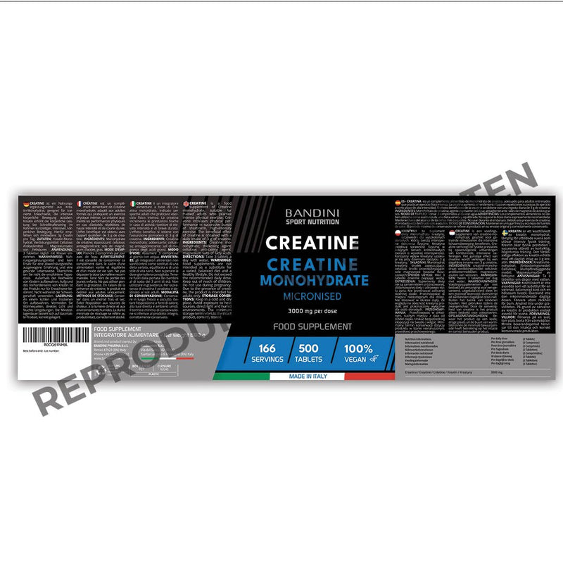 Bandini Creatine Monohydrate Mercury Free 500 Tablets Pure Creatine Monohydrate In Micronized Quality Optimal High Dose Creatine Without Additives - 100% Vegan - Supply For 166 Days - NewNest Australia