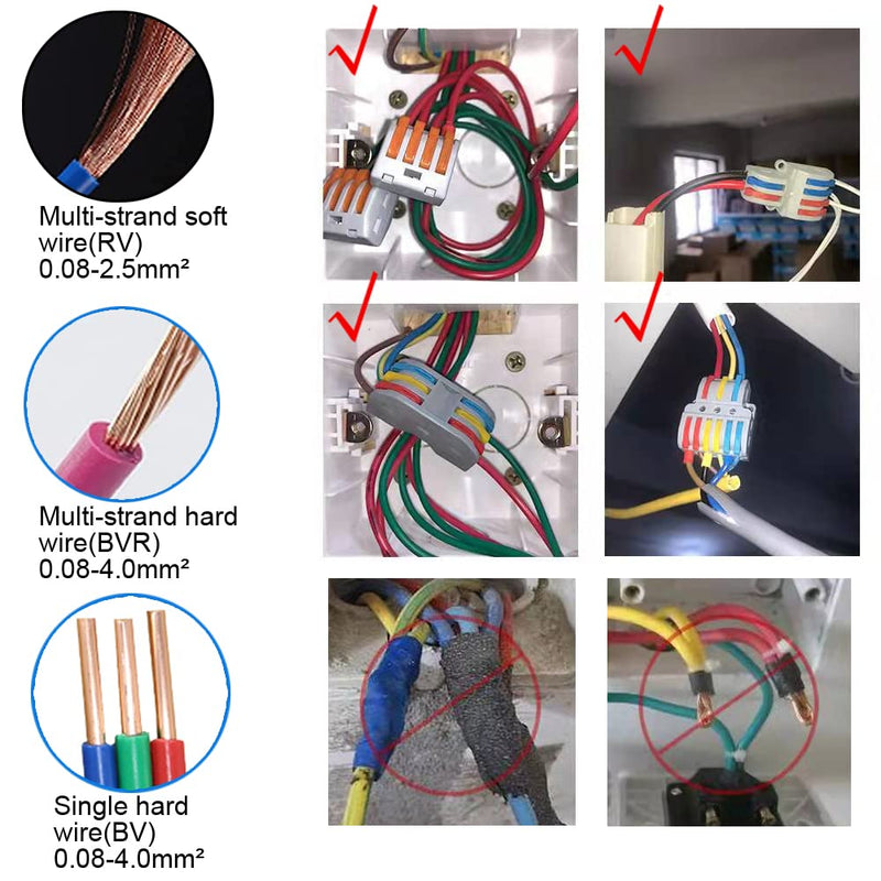 Lever Wire Nut Connectors, Circuit Inline Splices,Quick Wiring Cable Connector Push-in Conductor Terminal Block (3 in 6 Out) - NewNest Australia
