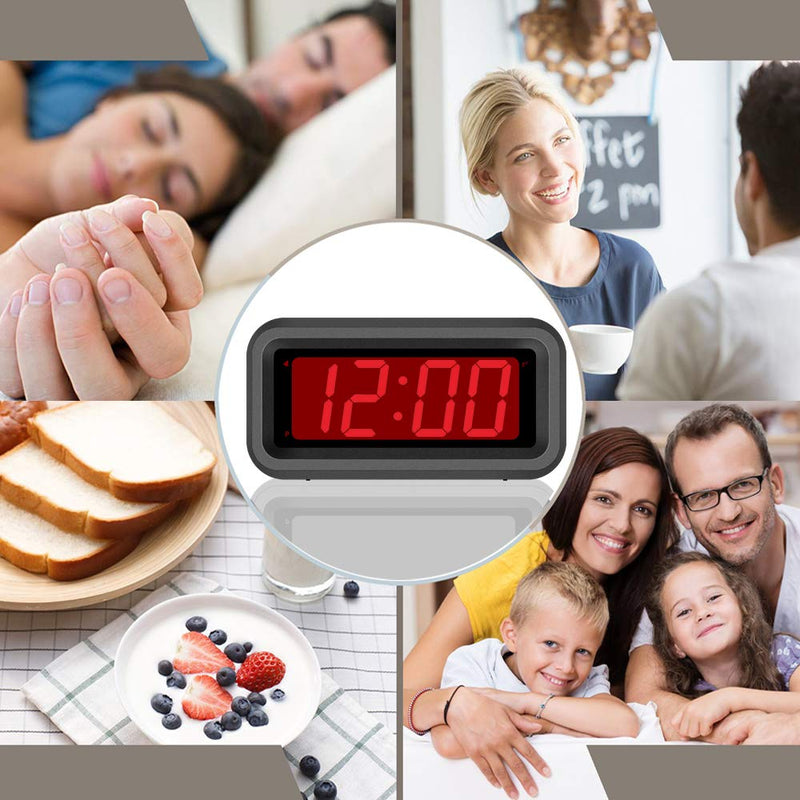 NewNest Australia - SUPLEDCK Digital Alarm Clock Battery Operated Bedside Home Travel Time Clock Night Visible LED Display (Grey) Grey 