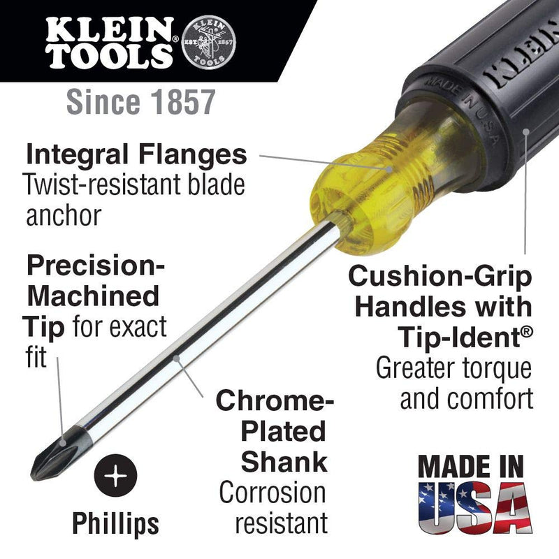 Klein Tools 85071 Stubby Slotted and Phillips Screwdriver Set with 5/16-Inch Cabinet-Tips and #2 Phillips-Tip, 2-Piece - NewNest Australia