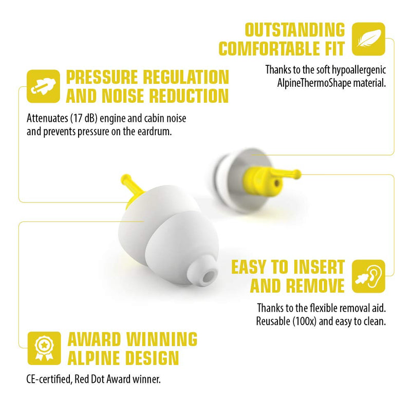 Alpine FlyFit Airplane Pressure Relief Earplugs 100x Reusable Hygienic Flying Plugs Prevent Ear Pain & Reduce Noise for Adults - Plane Travel Hearing Protection with Hypoallergenic Ultra Soft Filter - NewNest Australia
