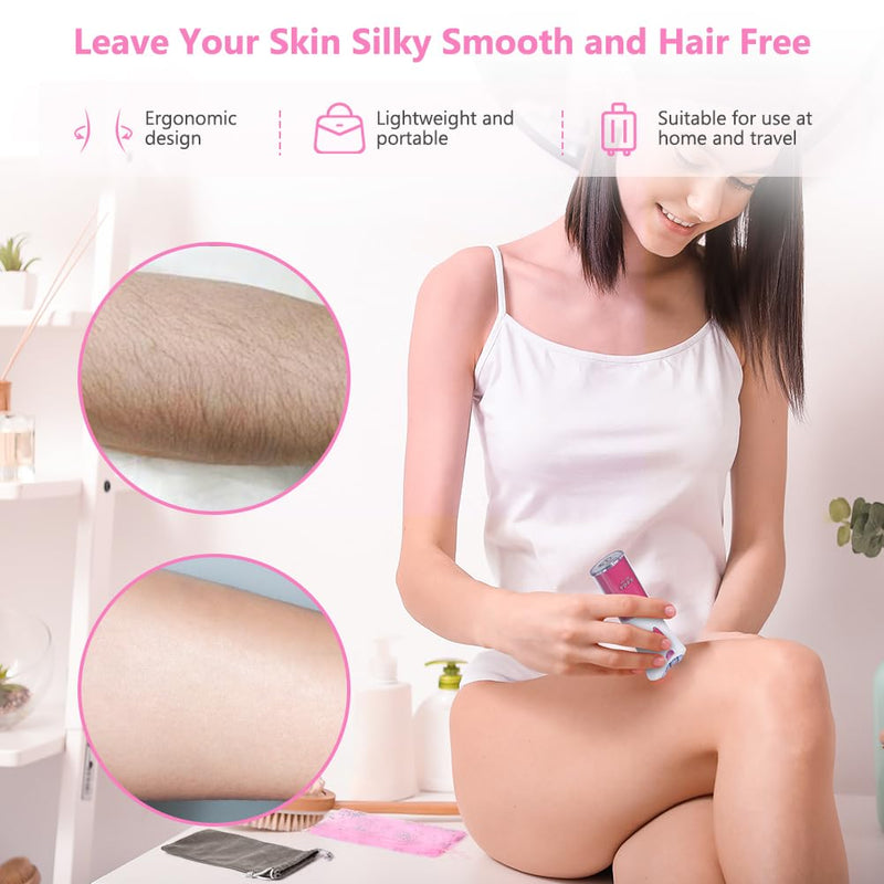 Uraqt Women'S Epilator, Epilator For Hair Removal With Massage Rollers, Gentle Long-Lasting Epilator Women'S Razor, Razor Attachments For Body, Peeling, Cleaning, Bag, Gift For Woman (Battery). - NewNest Australia