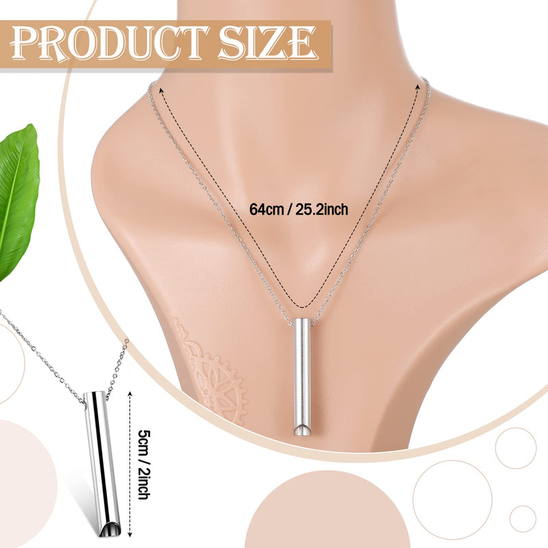 Photect 4 Pcs Anxiety Relief Necklace, Mindful Breathing Necklace Stainless Steel Portable Deep Breathing Exercises Necklace for Men Women Meditation Stress Relief Silver - NewNest Australia