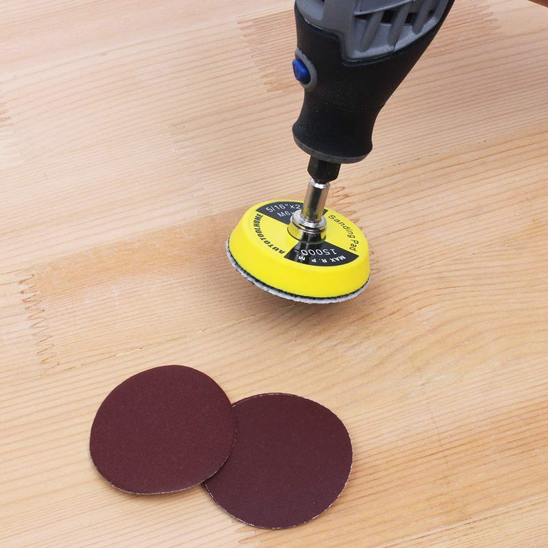 AUTOTOOLHOME 100 Pack 2 inch Sanding Discs Kit with Polishing Pads Plate 40 60 80 100 120 150 180 240 320 400 Grit Sandpapers for Drill Grinder Rotary Tool - NewNest Australia