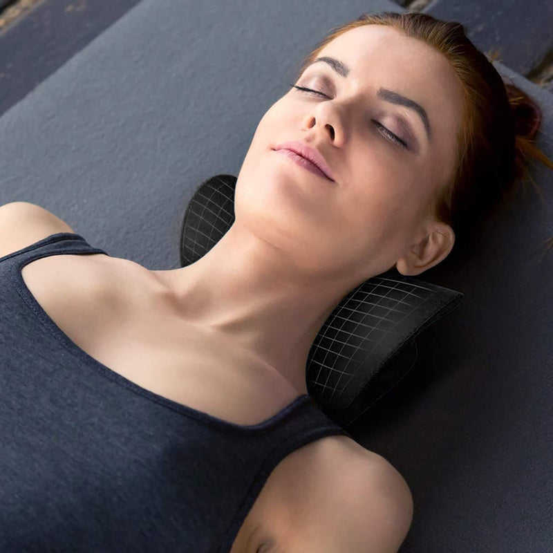 Shoulder Relaxation Pillow Neck Stretching Device to Relieve TMJ Pain and Cervical Spine Alignment Chiropractic Pillow Neck Stretcher Black - NewNest Australia