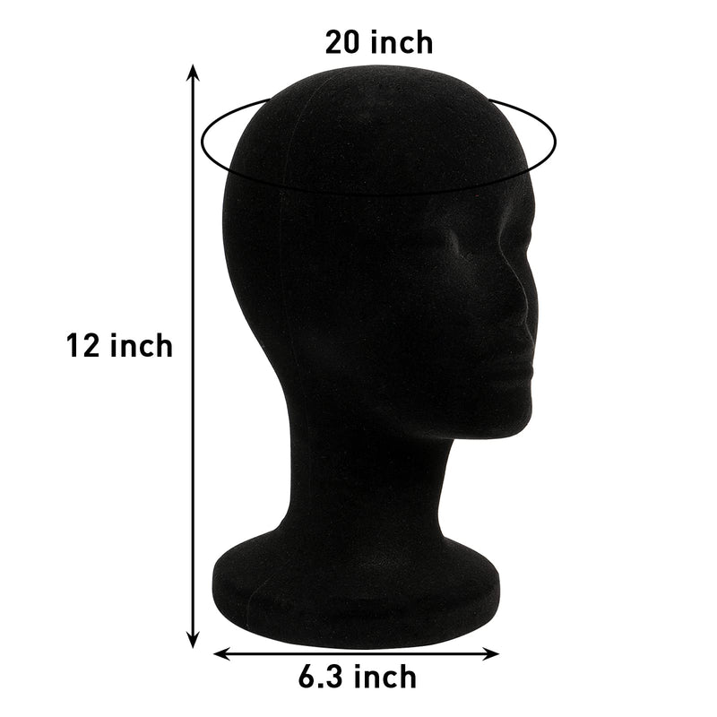 Foraineam 2 Pack Black Styrofoam Mannequin Head, 12 Inch Female Manikin Foam Heads, Wig Holder Hats Glasses Hairpieces Display Stand - NewNest Australia