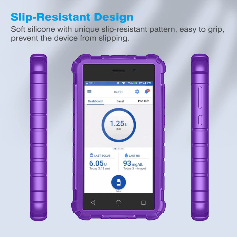 Medmax Silicone Case For Omnipod Dash Pdm (Personal Diabetes Manager), Lightweight Shockproof Anti Slip Protective Cover Soft Gel Skin With Raised Bezel For Omnipod Dash Device (Purple) - NewNest Australia