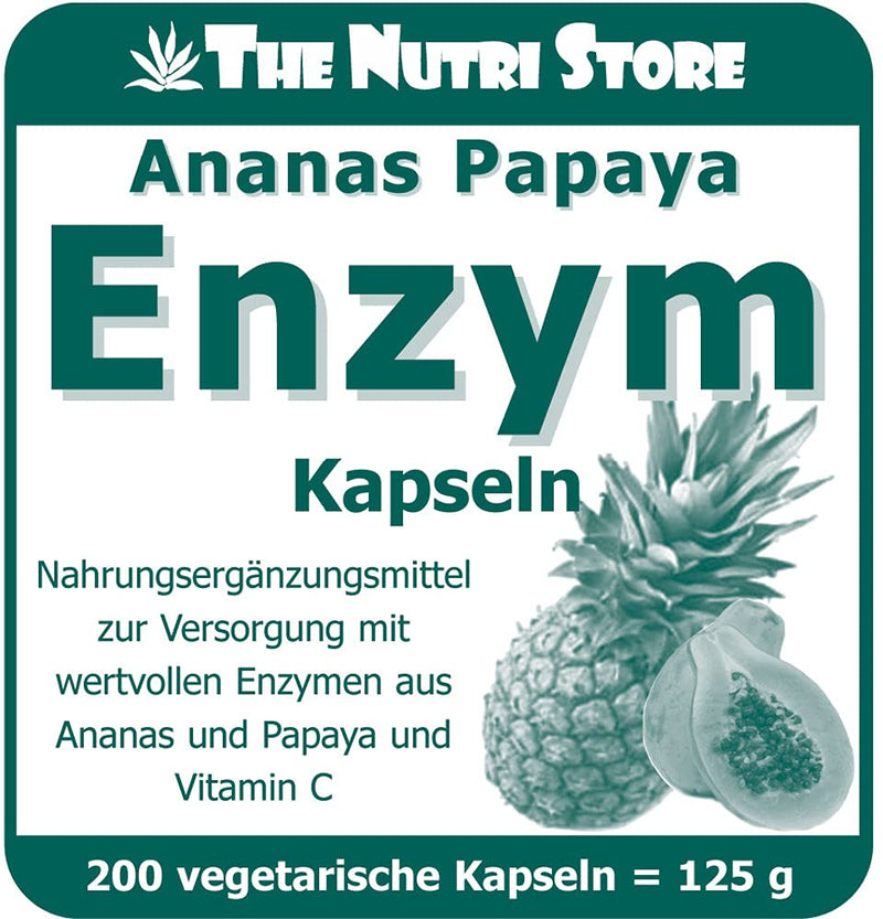Enzyme capsules 200 pieces - dietary supplement to supply valuable enzymes from pineapple and papaya and vitamin C - NewNest Australia