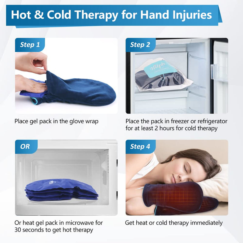 Hilph cooling gloves chemotherapy ice pack, newly improved super soft fabric, cold and heat therapy for finger pain, hand pain, swelling, chemo with 4 gel cooling pads L - NewNest Australia