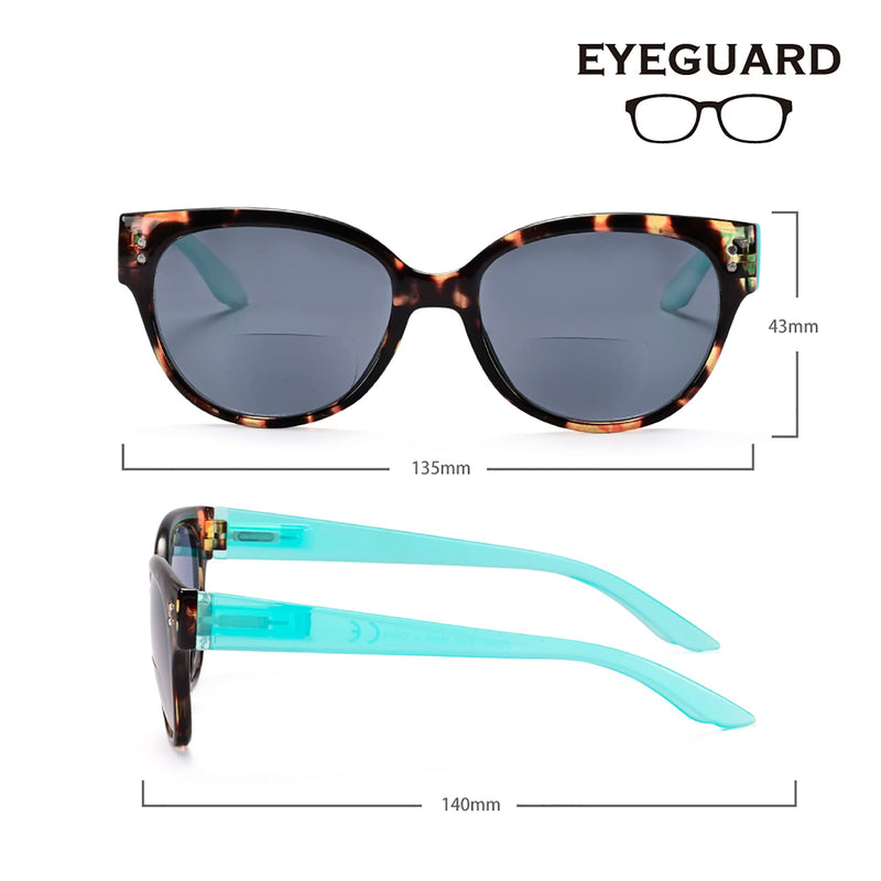EYEGUARD Bifocal Reading Sunglasses for Women, UV400 Protection Outdoor Glasses with Brown Tortoiseshell Frame/Metal decoration Sunreaders Green 1.0 x - NewNest Australia
