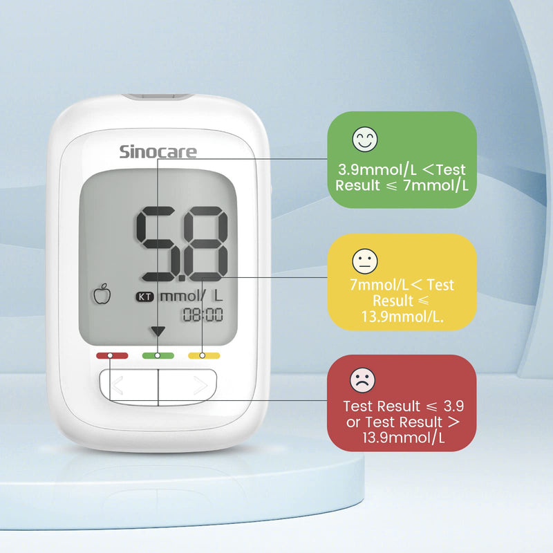 Sinocare Blood Sugar Monitor, 100pcs Strips & 100pcs lans. Safe AQ Pro I Diabetes Testing Kit with Ketone Warning, 2023 Upgrading Blood Glucose Monitors, Including Battery, mmol/L AQ Pro Set - 100 - NewNest Australia