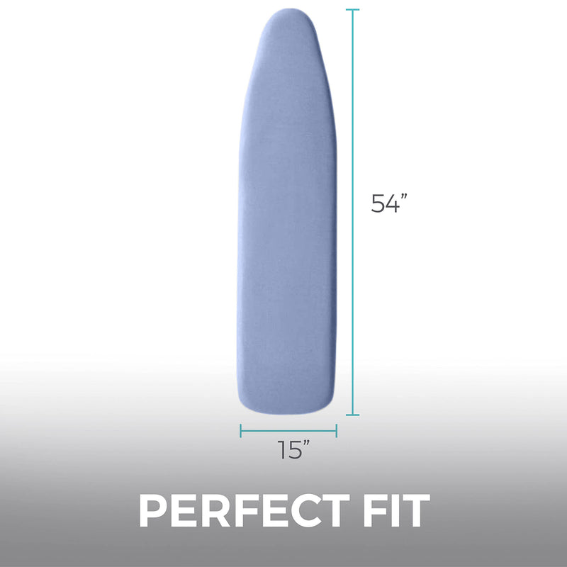 HOME GENIE Reflective Silicone Ironing Board Cover, Iron Faster, Heavy Duty Scorch and Stain Resistant Pad Covers Fit Standard Boards, Thick Padding, Hook and Loop Fastener, Elastic Edge, 15x54, Blue 1 - NewNest Australia
