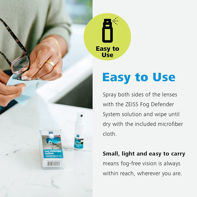ZEISS Fog Defender System Anti-Fog Spray for Glasses – 1 Spray Bottle and 1 Microfiber Cloth 1 Pack - NewNest Australia