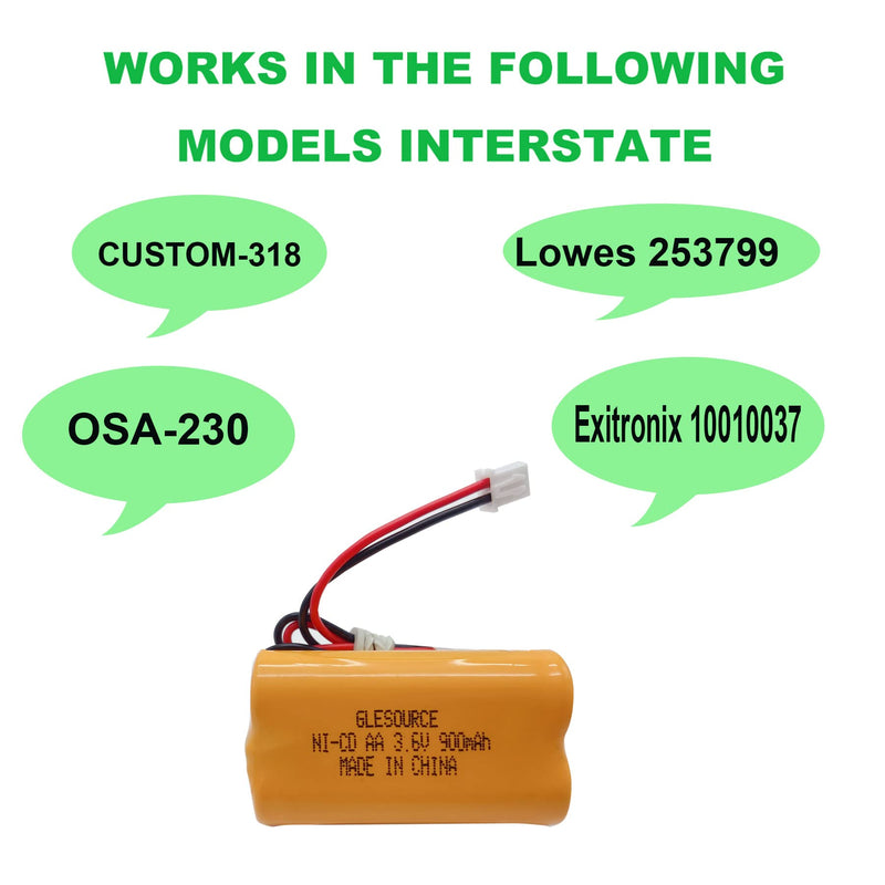 GLESOURCE 3.6V 900mAh Exit Sign Emergency Light Battery Replacement for Exitronix 10010037, Max Power B2-0031 MH468886, Unitech LEDR-1 6200RP, Dantona CUSTOM-318 OSA230, Lowes 253799 (2 Pack) 2PCS 3.6V 900mAh battery - NewNest Australia