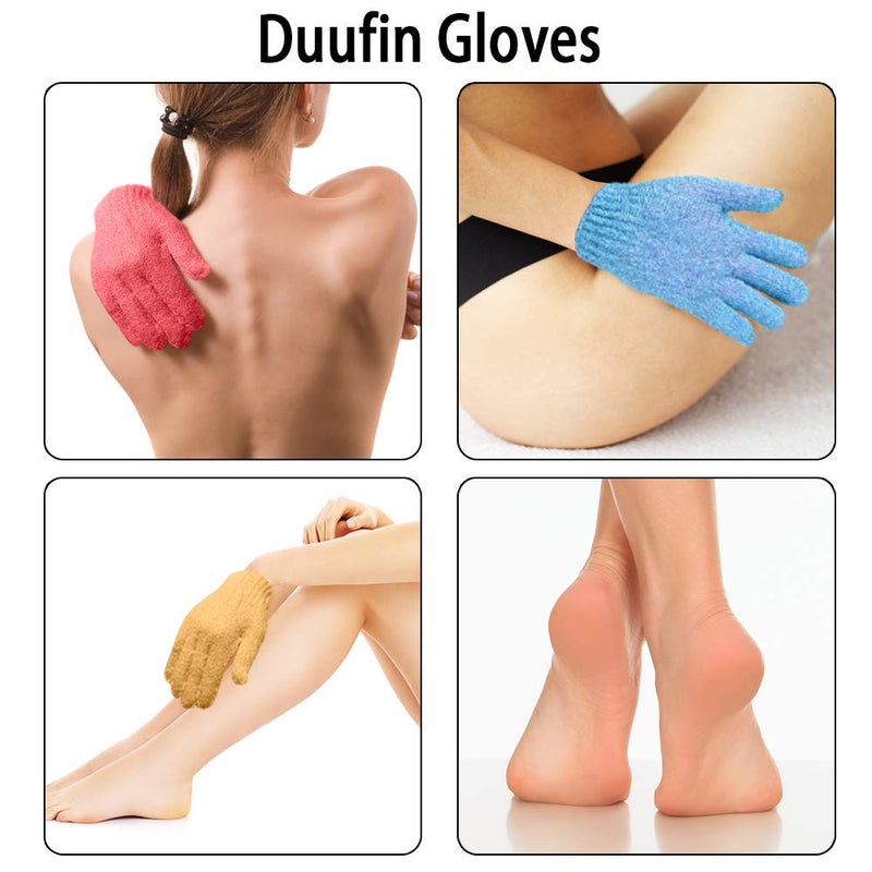 Duufin 14 Pairs Body Scrubbing Gloves 7 Colors Exfoliating Gloves Remove Dead Skin for Adults and Teenagers Color 2 - NewNest Australia