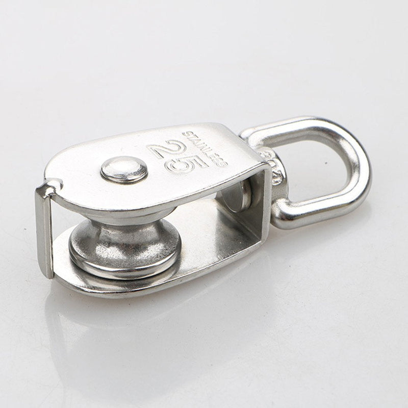 4Pcs M25 Single Pulley Block, Creatiee 304 Stainless Steel Pulley Roller, Crane Swivel Hook Smooth Wire Rope Cable Loading 150 kg - NewNest Australia