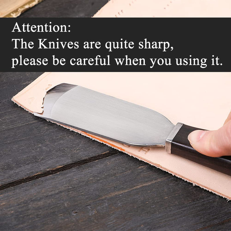 Professional Leather Craft Cutting Knife, Round Skiver Knife, DIY Craft Knife Sharping Skiving Tool High-Carbon Steel Blade Sandalwood Handle - NewNest Australia