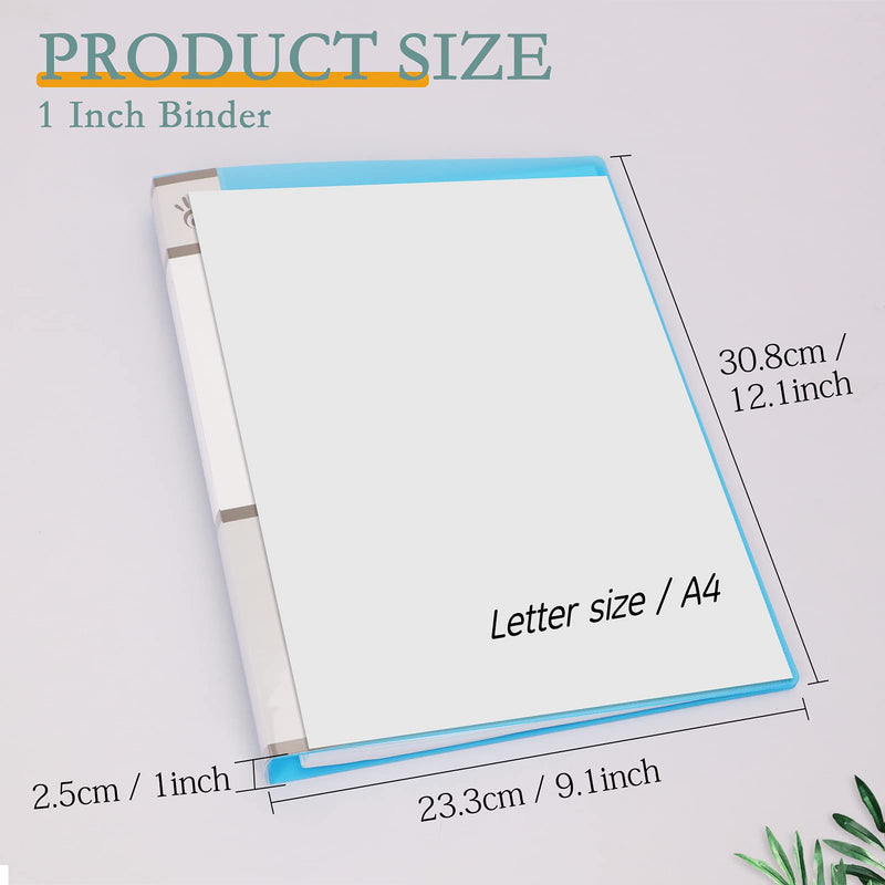 NatureTouch 3 Ring Binder, 1 Inch Binder Organizer Holds 8.5’’ x 11’’ Paper with Tag, Clear View Binder with Clear Pocket Sleeves - Translucent Blue, 4 Pack - NewNest Australia