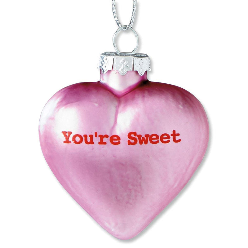 NewNest Australia - Lillian Vernon Pastel Candy Conversation Hearts Glass Valentine's Day Ornaments - Set of 12, 4 Designs, Party Decorations, Holiday Home Decor, 1-1/4" x 2" x 2-1/2" 