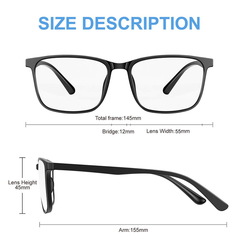 Tanlys 2 Pack Blue Light Blocking Glasses for Computer Eye Strain [Dry Eye & Sour Eye], Anti UV Reduce Headache Classic Bluelight Blocker Glasses Men Women Black & Clear - NewNest Australia