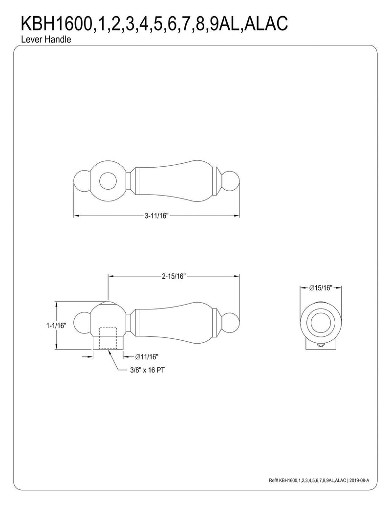 Kingston Brass KBH1608AL One Piece Work for Cold and Hot Handle For, KB1608AL 1798ALBS 1978AL, Brushed Nickel - NewNest Australia