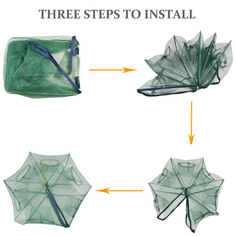 ZffXH Fishing Bait Trap Foldable Fish Minnow Crab Crayfish Crawdad Shrimp Net Cast 8 Holes - NewNest Australia