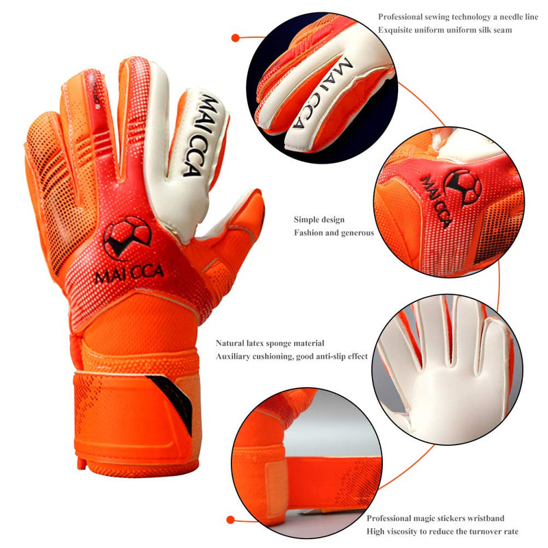 Haploon Adult & Youth Goalie Goalkeeper Gloves Professional Goalkeeper Gloves,Soccer Football Training Goalkeeper Secure Gloves with Finger Protector-Carry Tote Included Orange 7# - NewNest Australia
