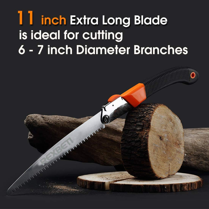 Folding Saw, Heavy Duty 11 Inch Extra Long Blade Hand Saw for Wood Camping, Dry Wood Pruning Saw With Hard Teeth By REXBETI, Quality SK-5 Steel 11-Inch Folding Saw - NewNest Australia