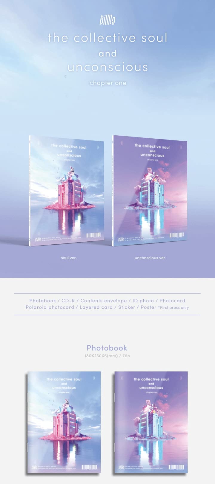 Billlie The Collective Soul and Unconscious : Chapter one 2nd Mini Album Unconscious Version CD+76p PhotoBook+1p ID Photo+2p PhotoCard+1p Polaroid+Layered Card+Sticker+Tracking Sealed - NewNest Australia