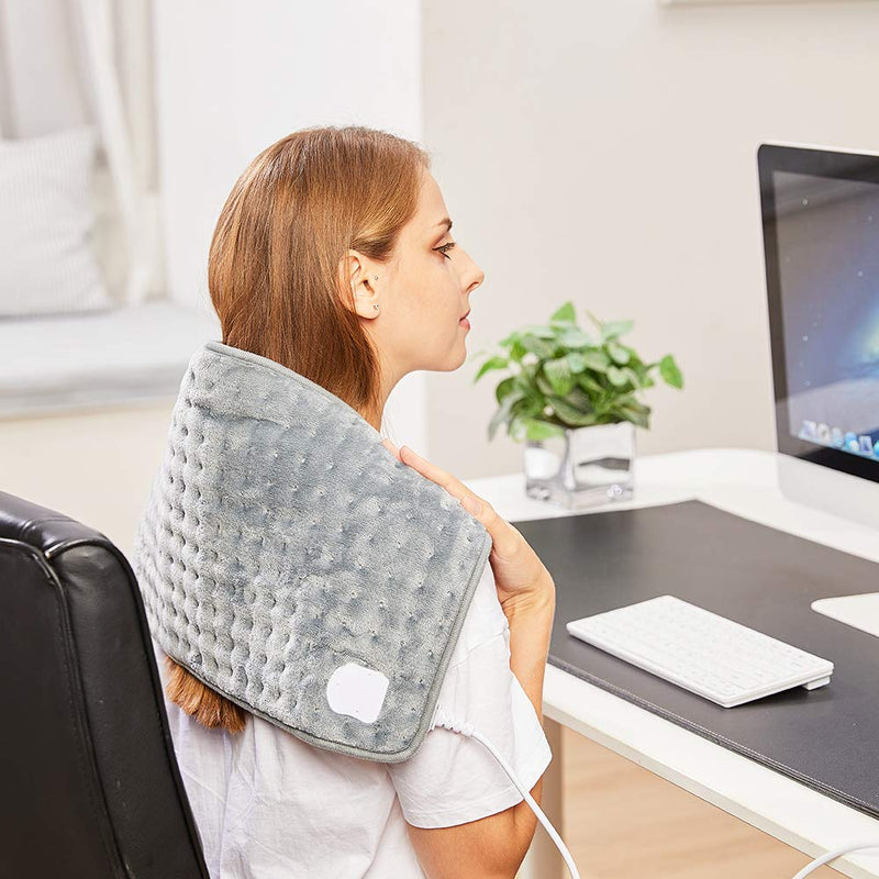 Mia&Coco heating pad with automatic switch-off 1.5 hours for back, neck, shoulder, electric heat pad, 10 levels, temperature settings, fast heating technology, 30x60cm comfort grey - NewNest Australia