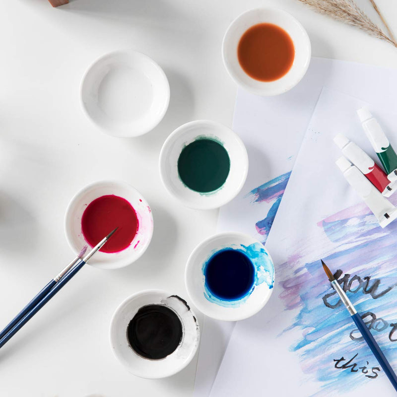 Porcelain White Round Watercolor Paint Palette, Mixing Trays Set Ceramic Artist Paint Palette Container Dish for Painting Gouache Acrylic, Stackable 12 Pack - NewNest Australia