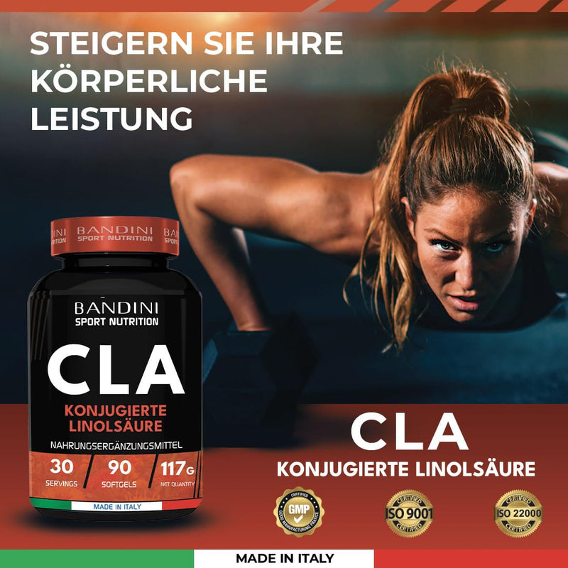 Bandini® CLA | 2400 mg CLA per daily amount | 90 softgels | Conjugated linoleic acid from 100% pure safflower oil | Fat burner, muscle building | Highly dosed, vegan, laboratory tested, without additives - NewNest Australia