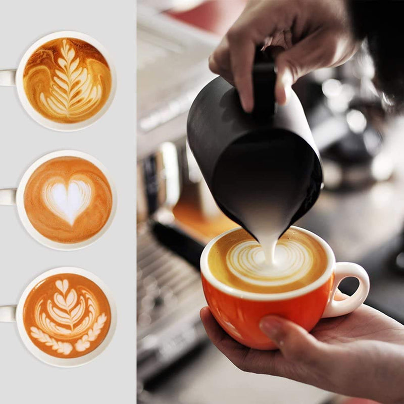 POEFT 350ML Stainless Steel Milk Frothing Pitcher Plated,Espresso Milk Frothing Pitcher Coffee jug, Latte Art Cup - Black 1# 350ml - NewNest Australia