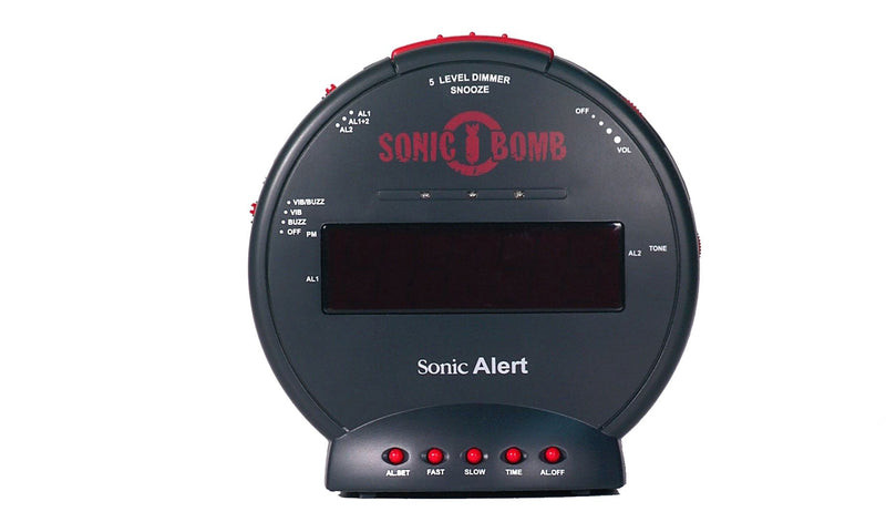 NewNest Australia - Sonic Bomb Dual Extra Loud Alarm Clock with Bed Shaker, Black | Sonic Alert Vibrating Alarm Clock Heavy Sleepers, Battery Backup | Wake with a Shake Multicolor 