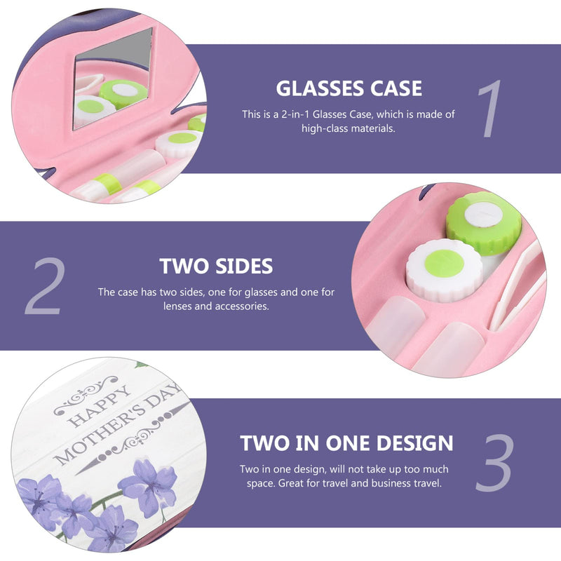 Healifty Contact Lens Case And Glasses Case - 2 In 1 Double Sided Eye Contact Container With Integrated Mirror Tweezers And Contact Solution Bottle - Portable Purple - NewNest Australia