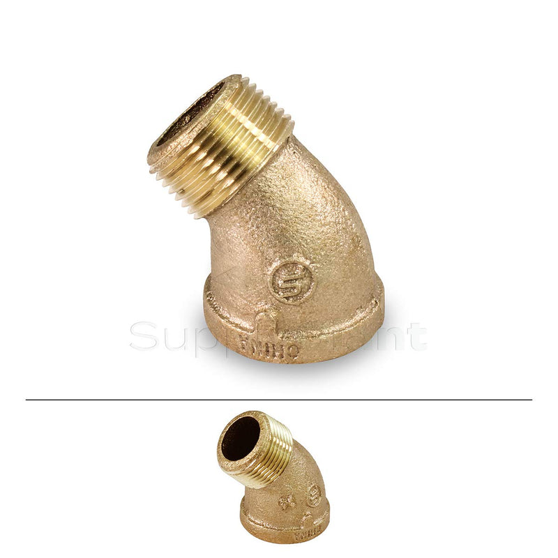 Supply Giant CSTG0034 3/4'' Brass Street Elbow 45 Degrees Lead Free w/ Male & Female National Pipe Taper Threaded Fittings Brass Construction Higher Corrosion Resistance Economical & Easy to Install, 9 - NewNest Australia