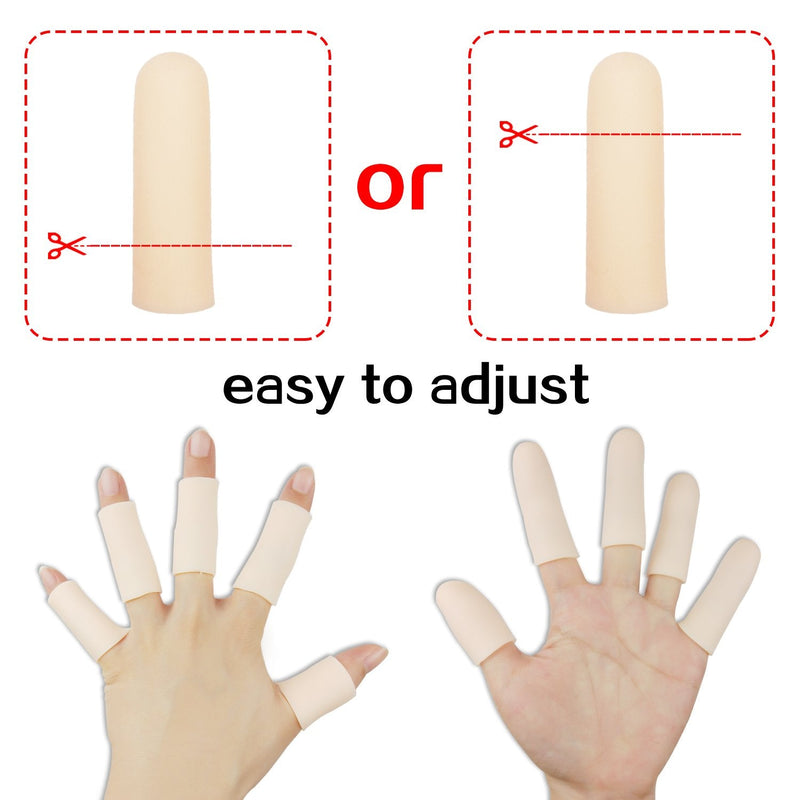Gel Finger Cots, Finger Protector Support(14 PCS), New Material, Finger Bandages, Finger Sleeves Great for Trigger Finger, Hand Eczema, Finger Cracking, Finger Arthritis and More.(Nude) Nude 4pcs Short+10pcs Long - NewNest Australia