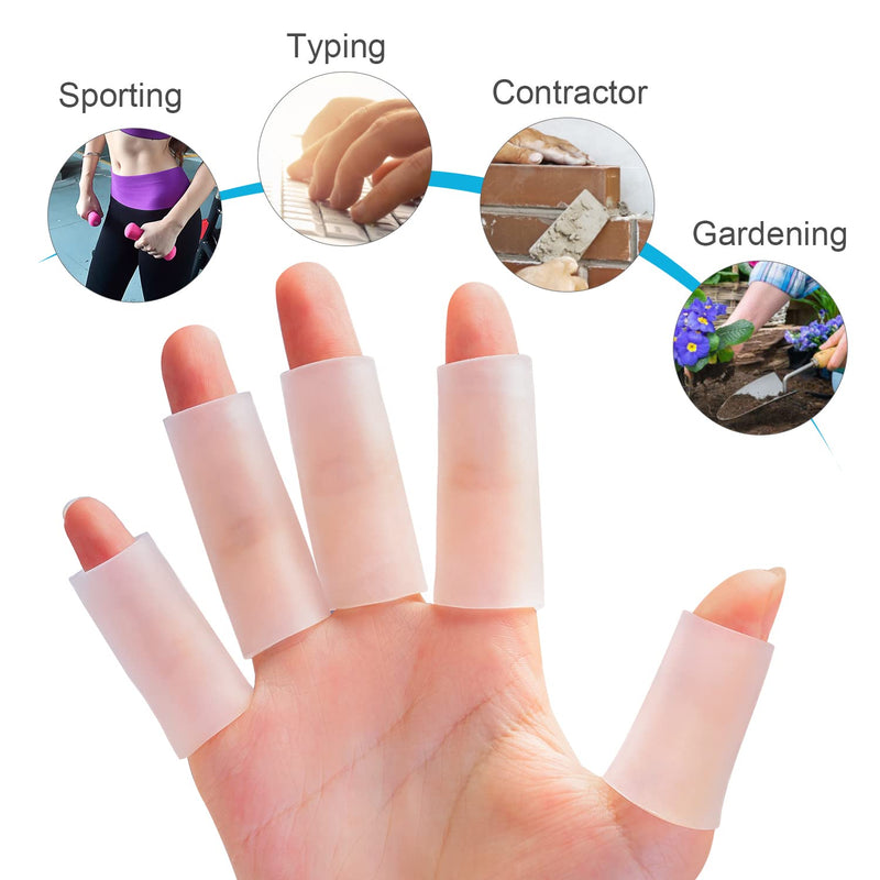 Sumifun Finger Sleeves, 10 PCS Gel Finger Protector for Thumb, Trigger Finger, Arthritis, Silicone Finger Tubes for Preventing Bruised, Cracking, Hand Eczema, Practising Golf, Badminton Protector 5pair(10pcs) - NewNest Australia