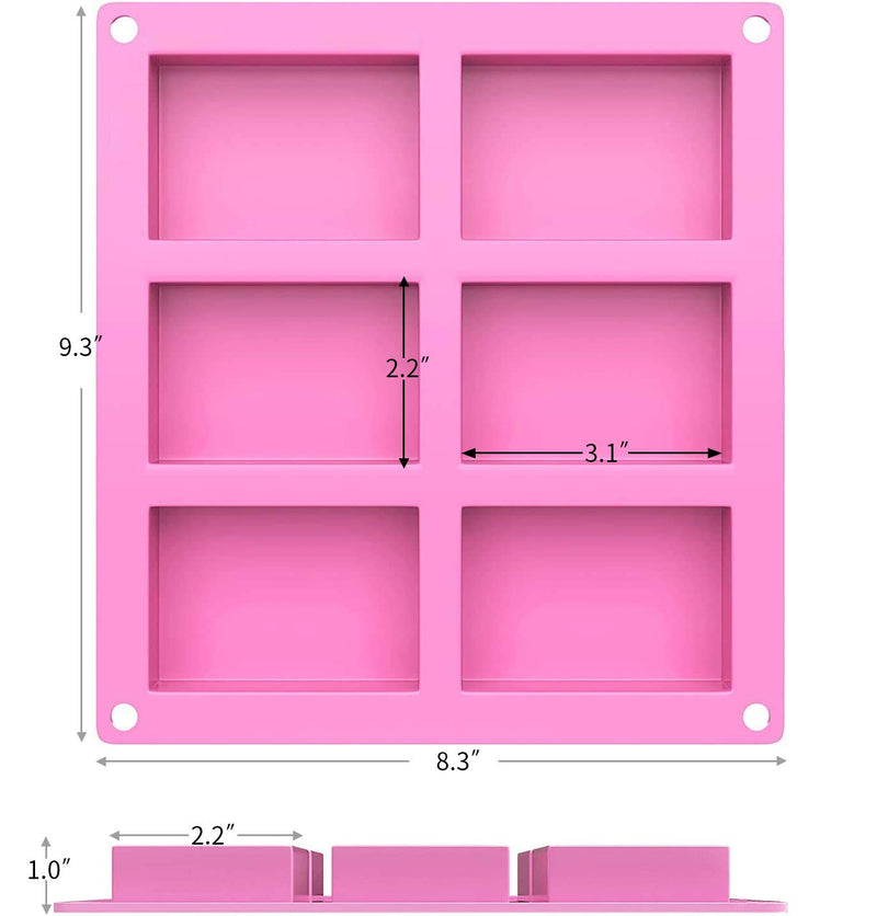 Silicone Soap Molds Set of 3, 6 Cavities DIY Handmade Soap Moulds - Cake Pan Molds for Baking, Biscuit Chocolate Mold, Silicone Soap Bar Mold for Homemade Craft, Ice Cube Tray, Pink - NewNest Australia