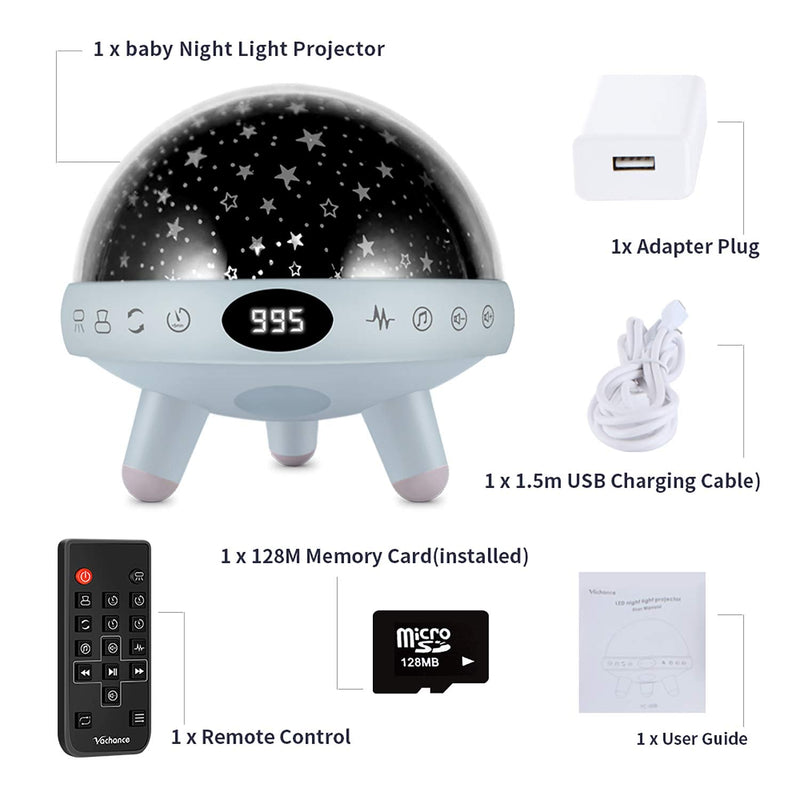 Night Light for Kids Room with Sound Machine Baby Night Light Star Projector White Noise Machine for Sleeping Soother Nursery Lamp 9 Natural Sounds 20 Lullabies Remote Control Timer Blue - NewNest Australia